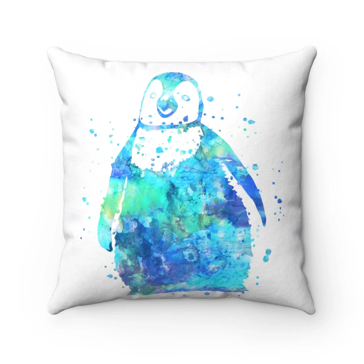 Colorful Penguin Square Pillow