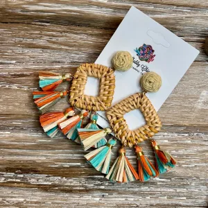 Colorful Rattan Earrings