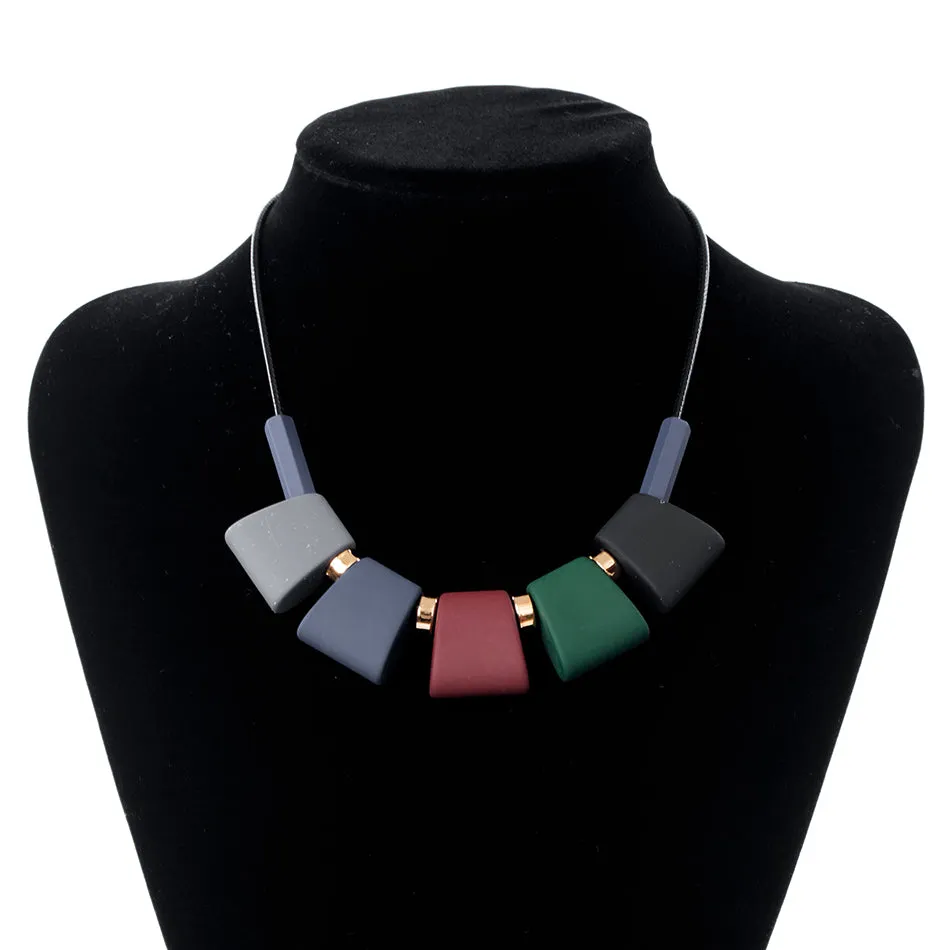 Colorful Wood Beads Necklace