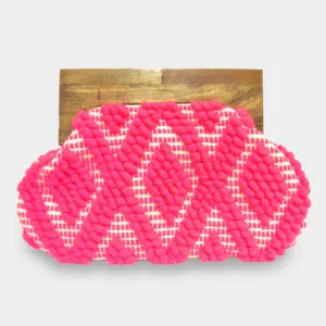Coral Boho Wood Clutch