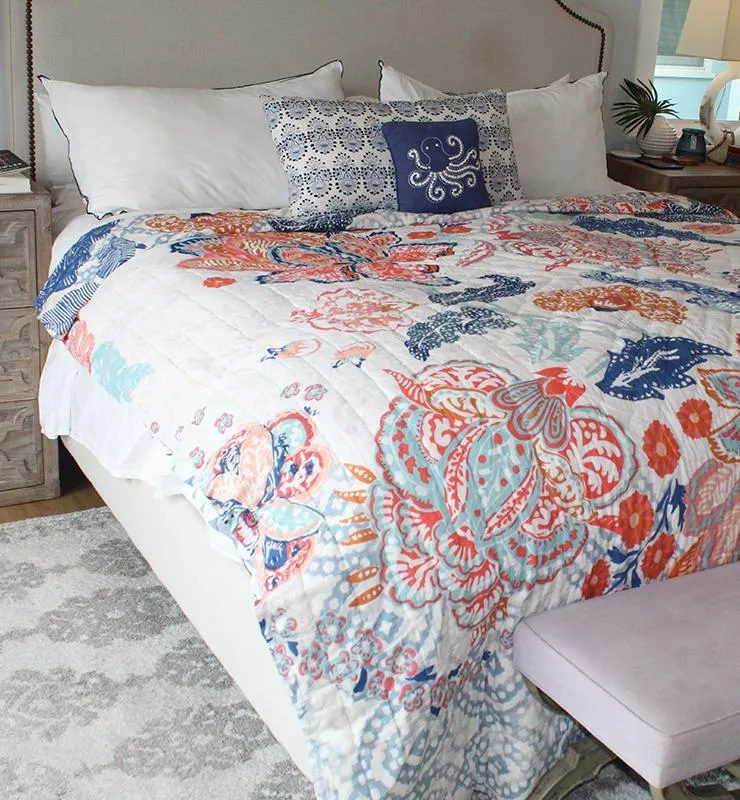 Cotton Quilt With Bold Playful Florals