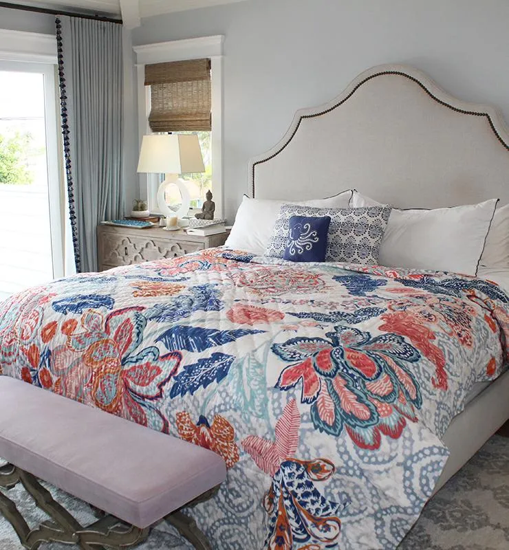 Cotton Quilt With Bold Playful Florals