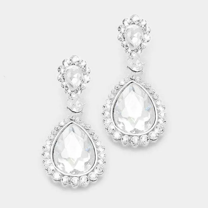 Crystal Clear Pave Trim Evening Earrings