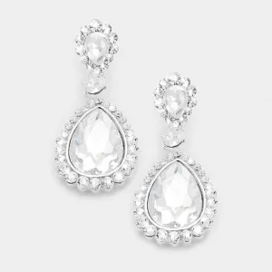 Crystal Clear Pave Trim Evening Earrings