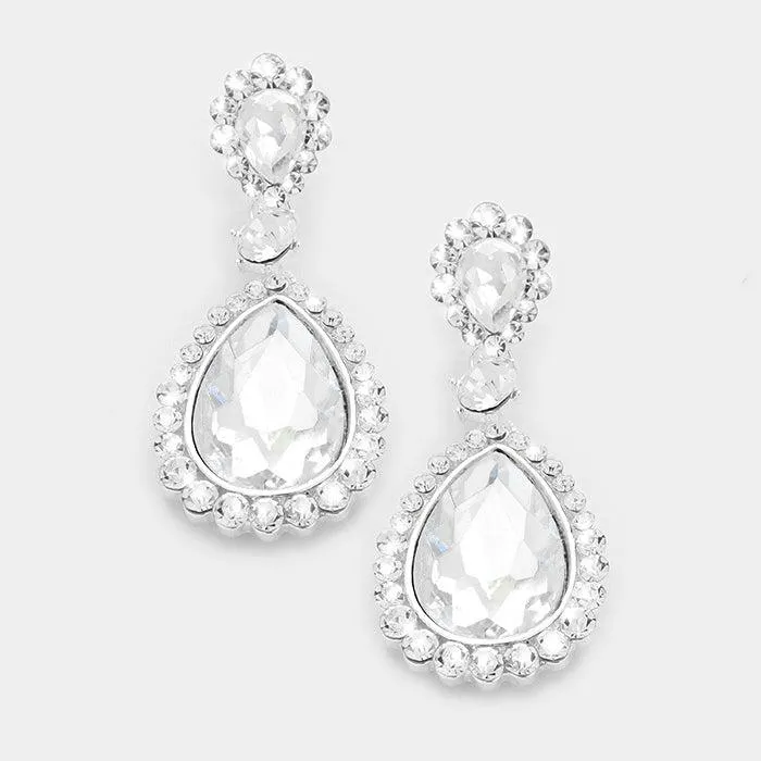Crystal Clear Pave Trim Evening Earrings
