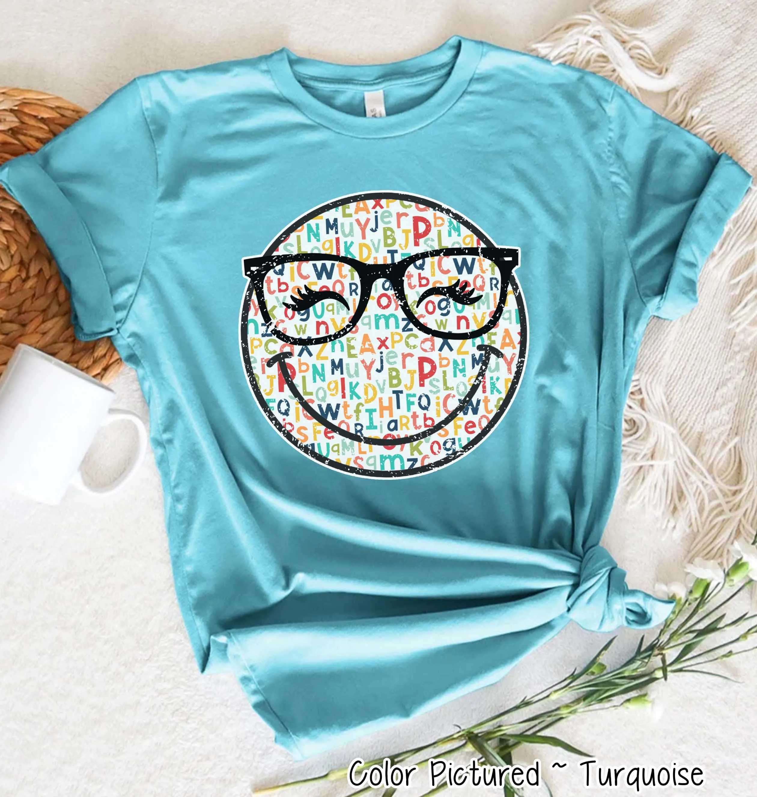 Cute Alphabet Retro Smile School Tee