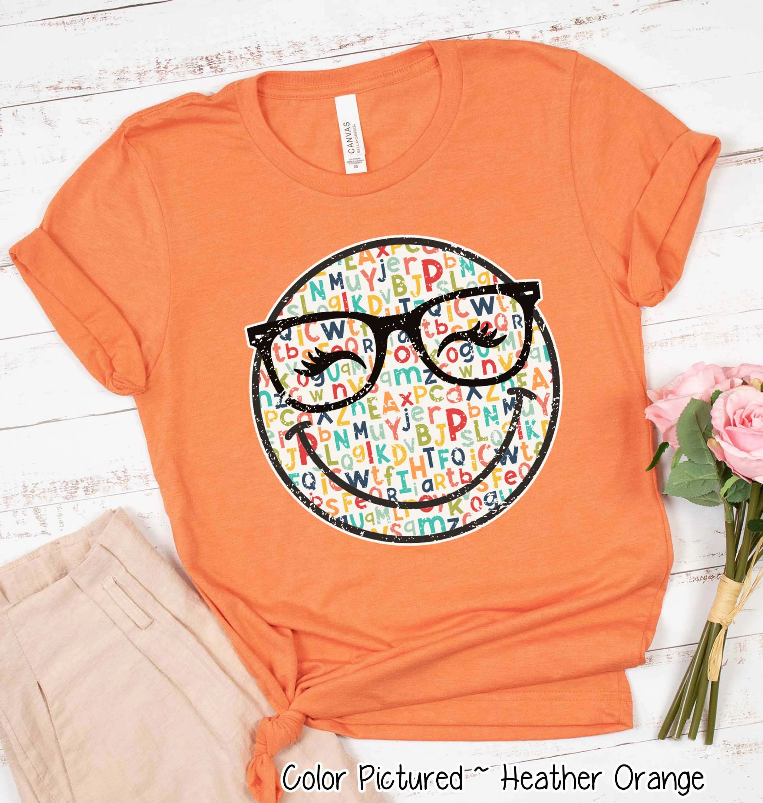 Cute Alphabet Retro Smile School Tee