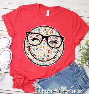 Cute Alphabet Retro Smile School Tee