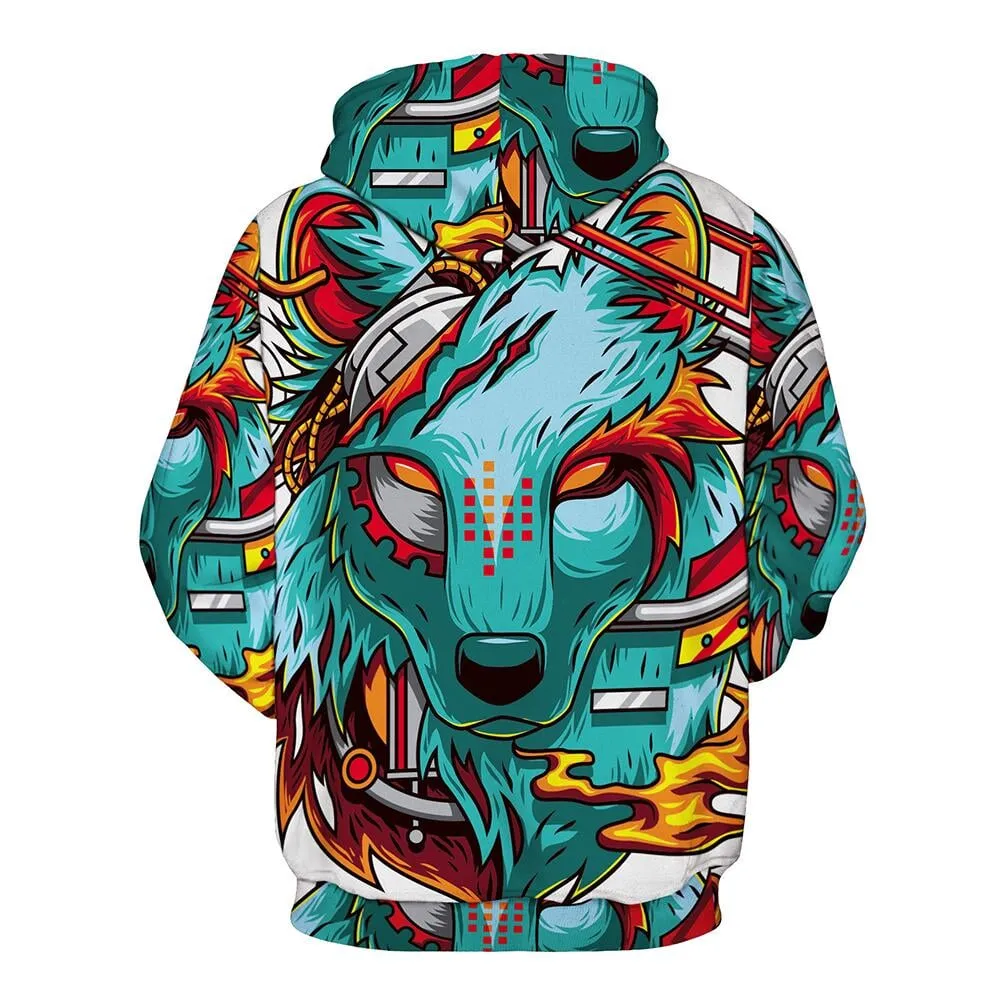 Cyber Wolf Artistic Hoodie
