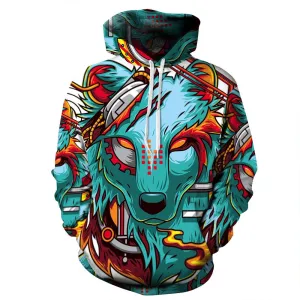 Cyber Wolf Artistic Hoodie