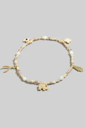 Dainty Lucky Charm Beaded Stretch Bracelet