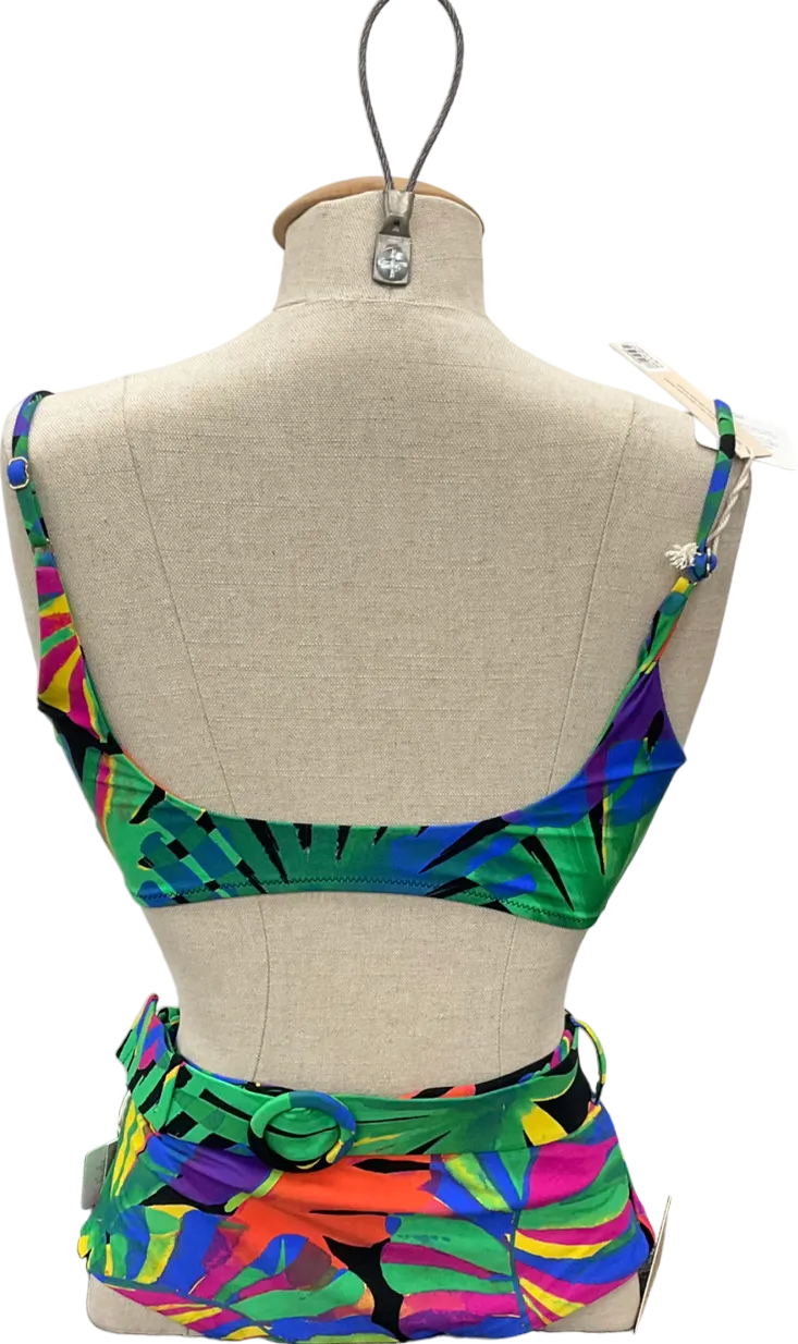 Dancing Leopard Multicoloured Halo Montego Bikini Top In Retro Tropic & Halo Juniper High Waisted  Brief In Retro Tropic UK 12