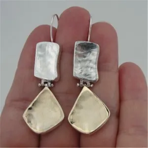 Dangle Earrings 9k Gold 925 Sterling Silver  Handmade Art Hadar Designers  (I e372