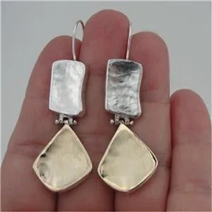 Dangle Earrings 9k Gold 925 Sterling Silver  Handmade Art Hadar Designers  (I e372