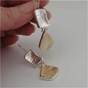 Dangle Earrings 9k Gold 925 Sterling Silver  Handmade Art Hadar Designers  (I e372