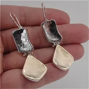 Dangle Earrings 9k Gold 925 Sterling Silver  Handmade Art Hadar Designers  (I e372