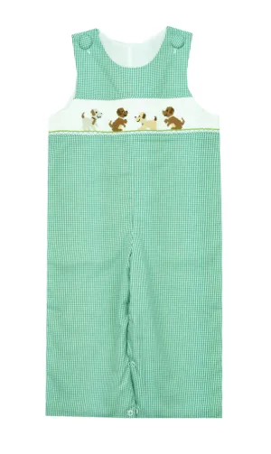 Delaney Smocked Playful Puppies Longall