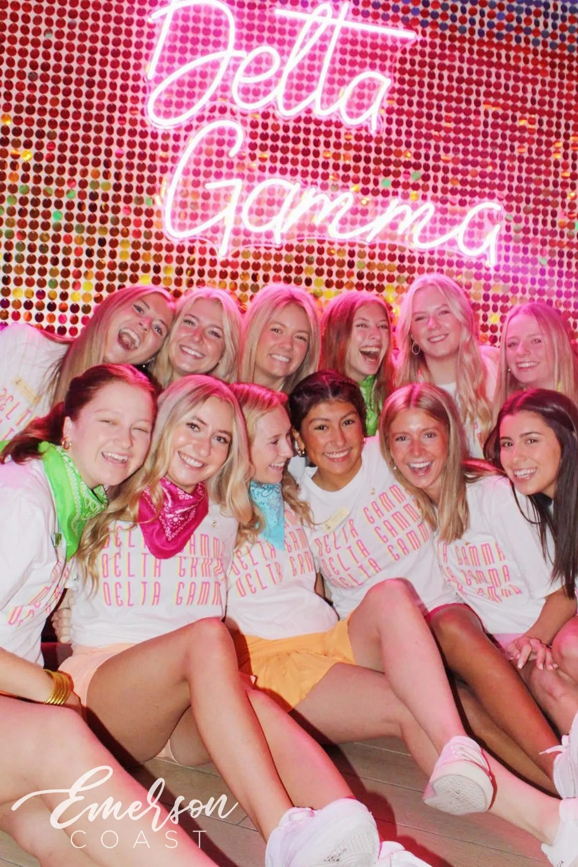 Delta Gamma Colorful Neon Sisterhood Tee