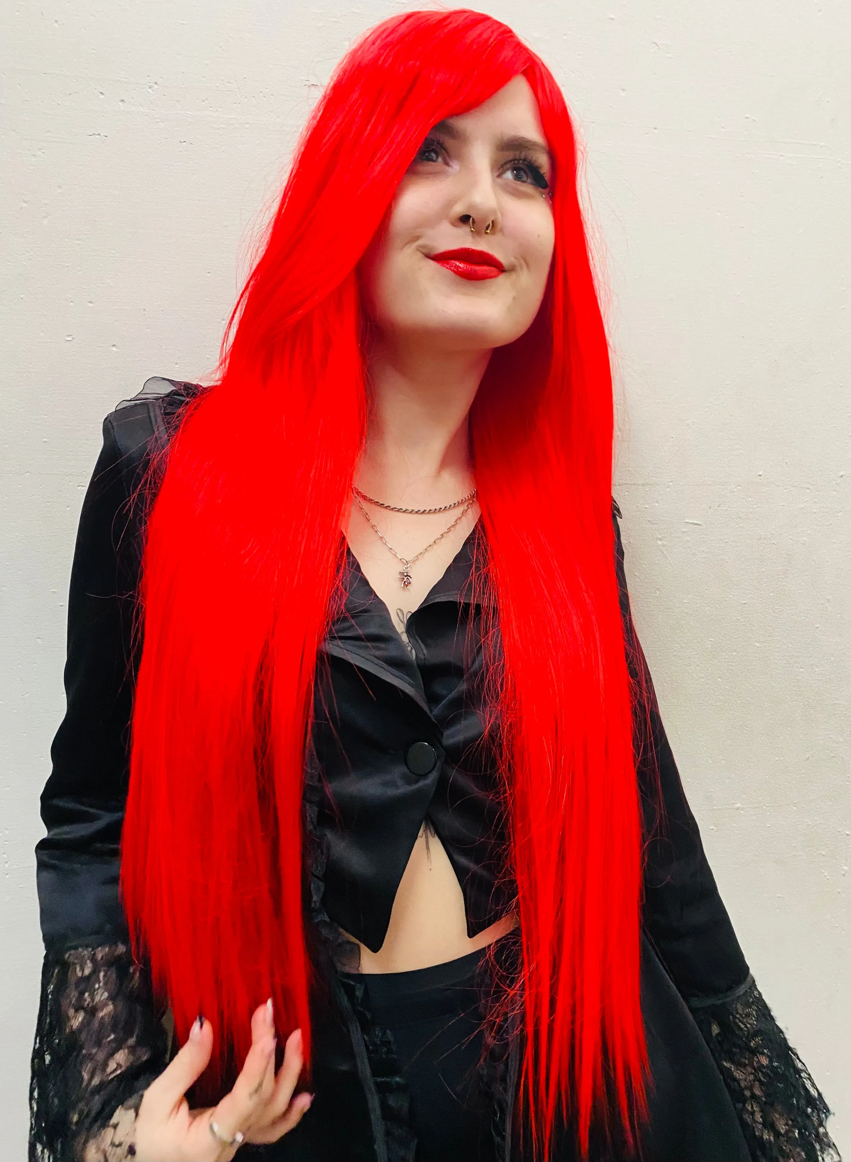 Deluxe Extra-Long Straight Bright Red Wig