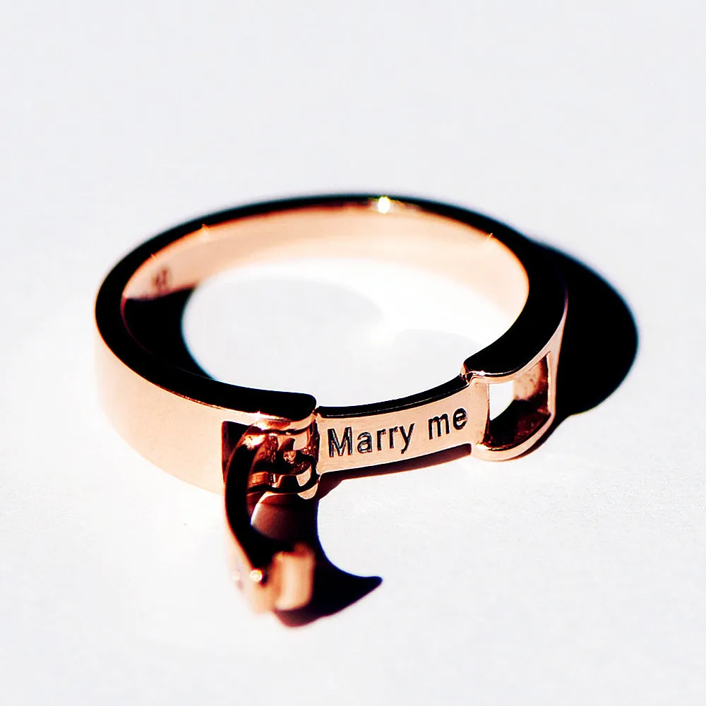 Diamond Clasp Secret Letters Engraving Wedding Ring