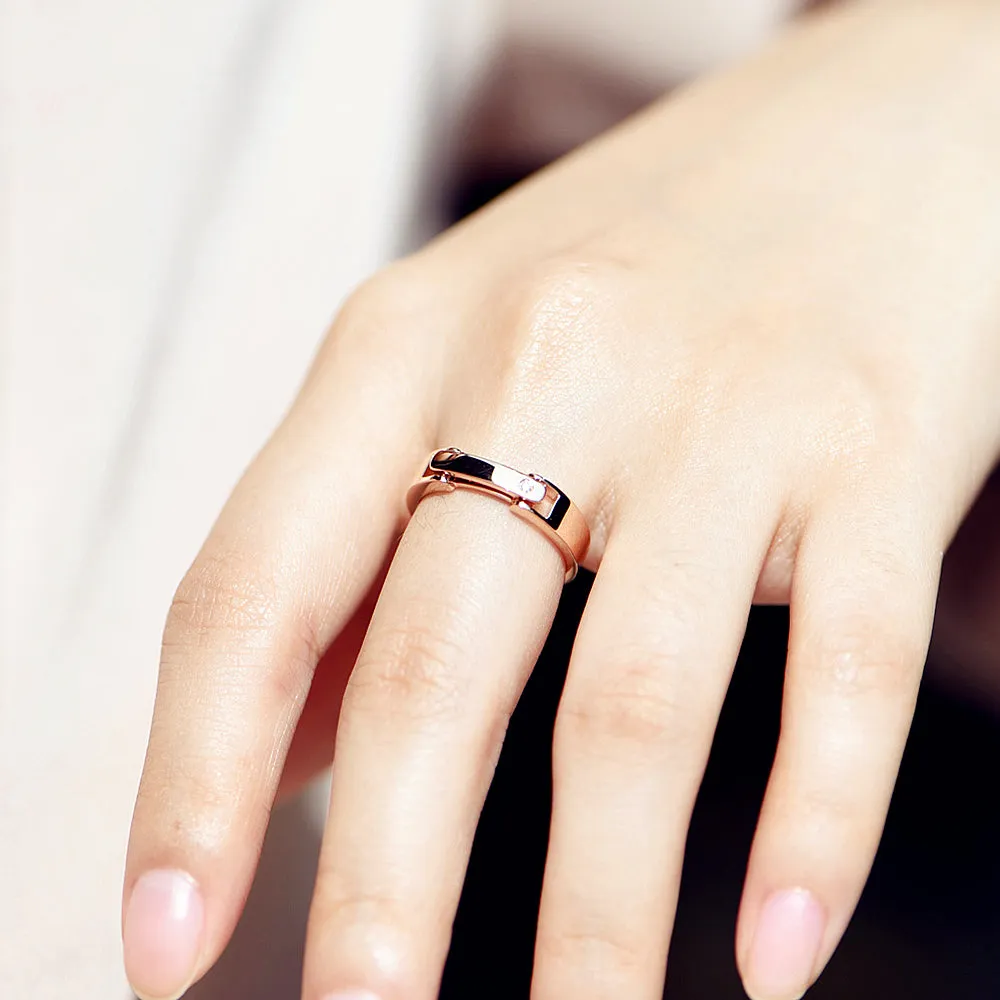 Diamond Clasp Secret Letters Engraving Wedding Ring