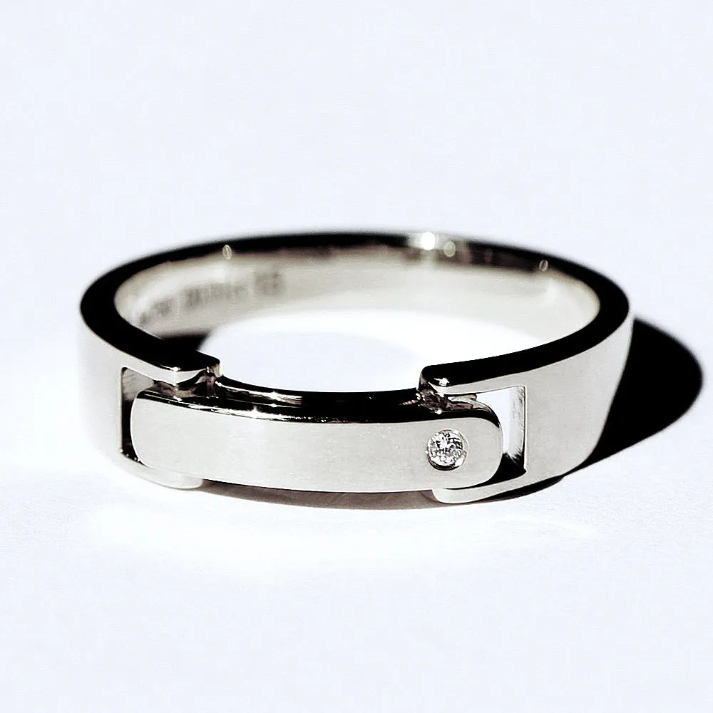 Diamond Clasp Secret Letters Engraving Wedding Ring