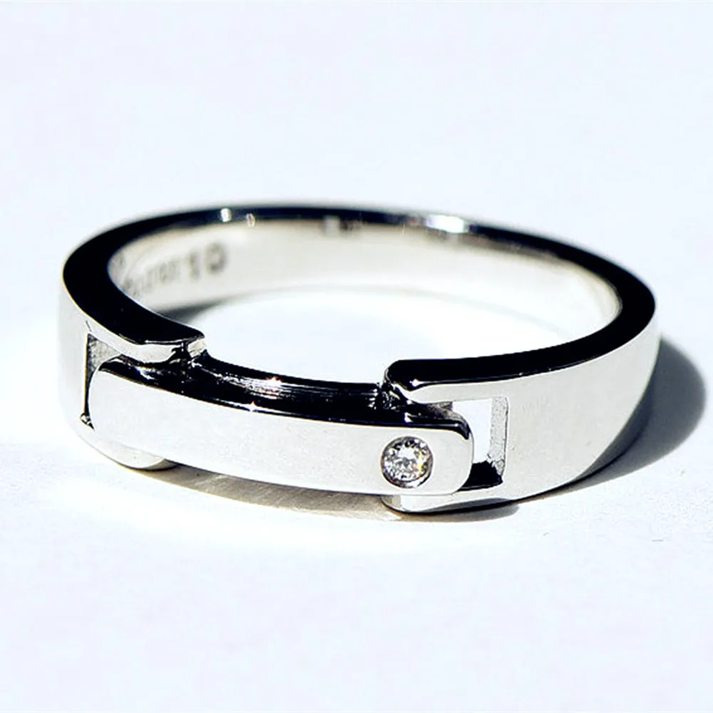 Diamond Clasp Secret Letters Engraving Wedding Ring