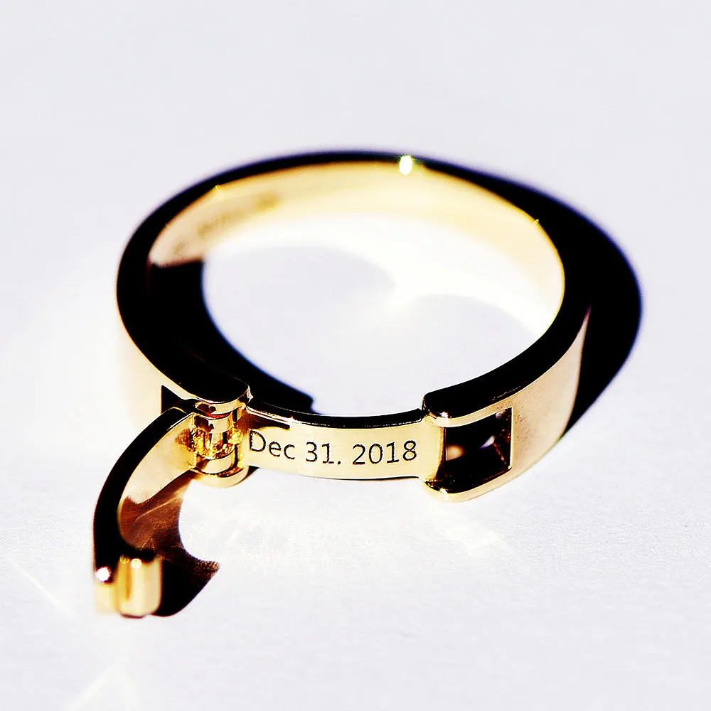 Diamond Clasp Secret Letters Engraving Wedding Ring