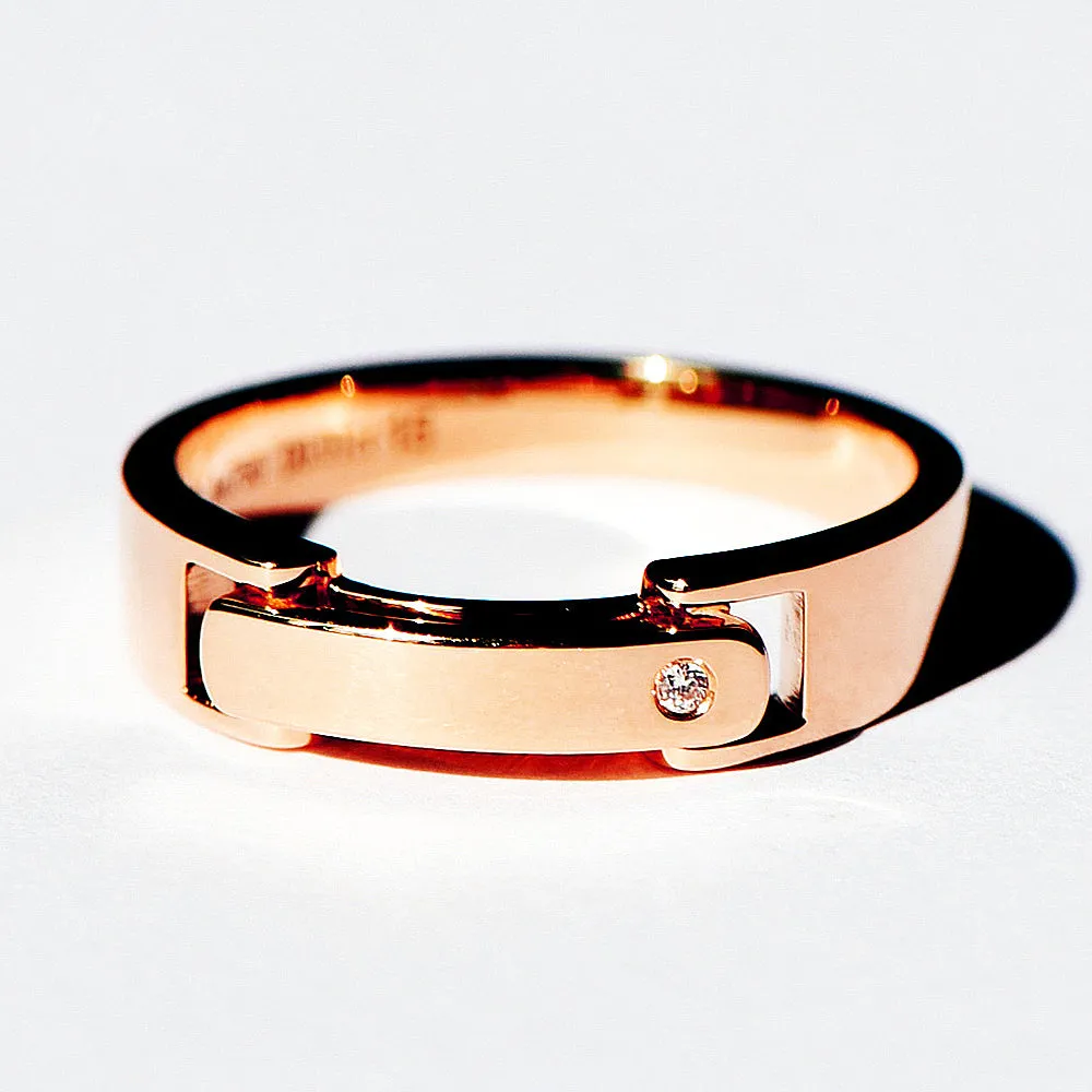 Diamond Clasp Secret Letters Engraving Wedding Ring