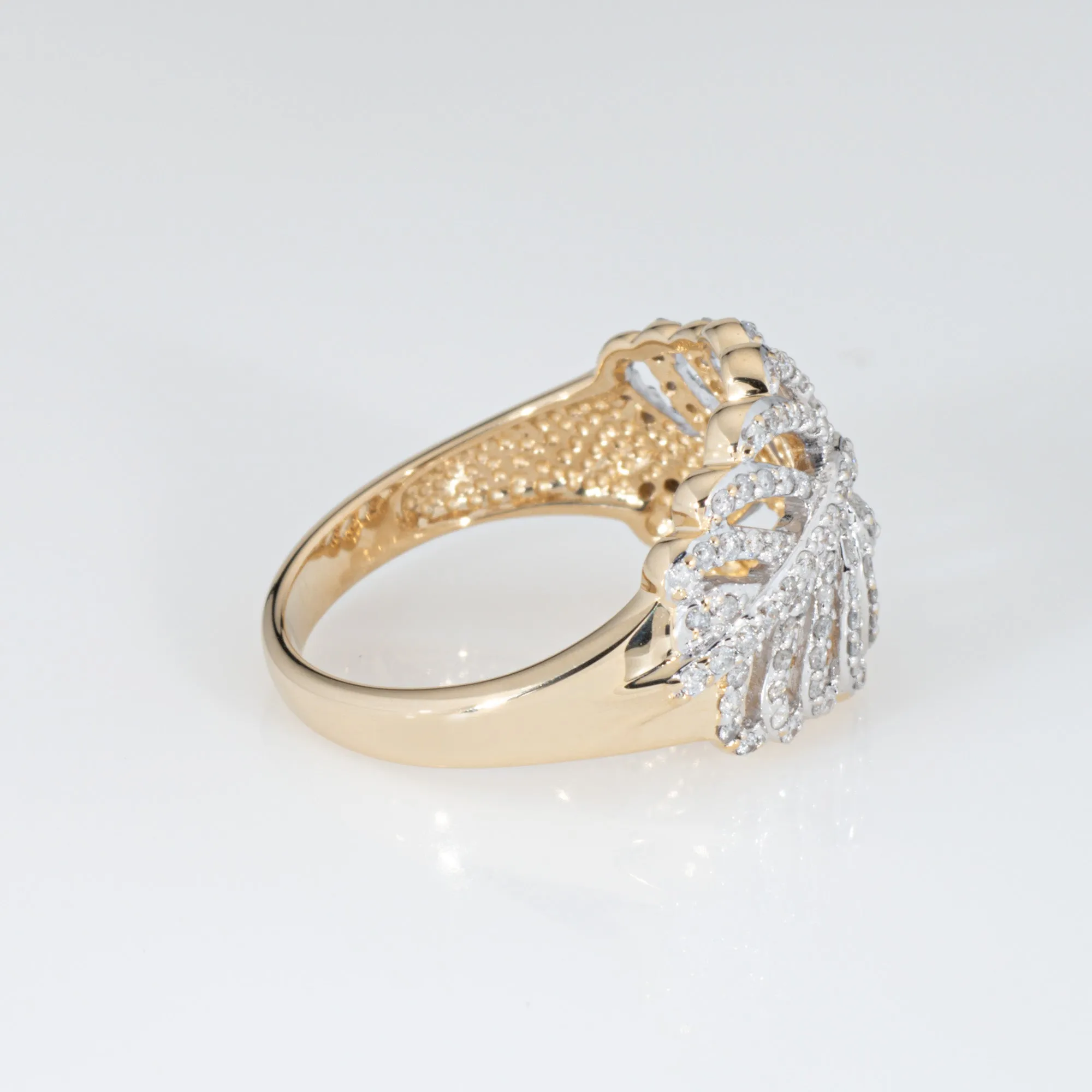Diamond Feather Ring Size 7 Band 14k Yellow Gold Estate Fine Jewelry Vintage