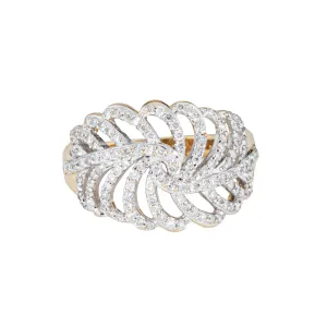 Diamond Feather Ring Size 7 Band 14k Yellow Gold Estate Fine Jewelry Vintage