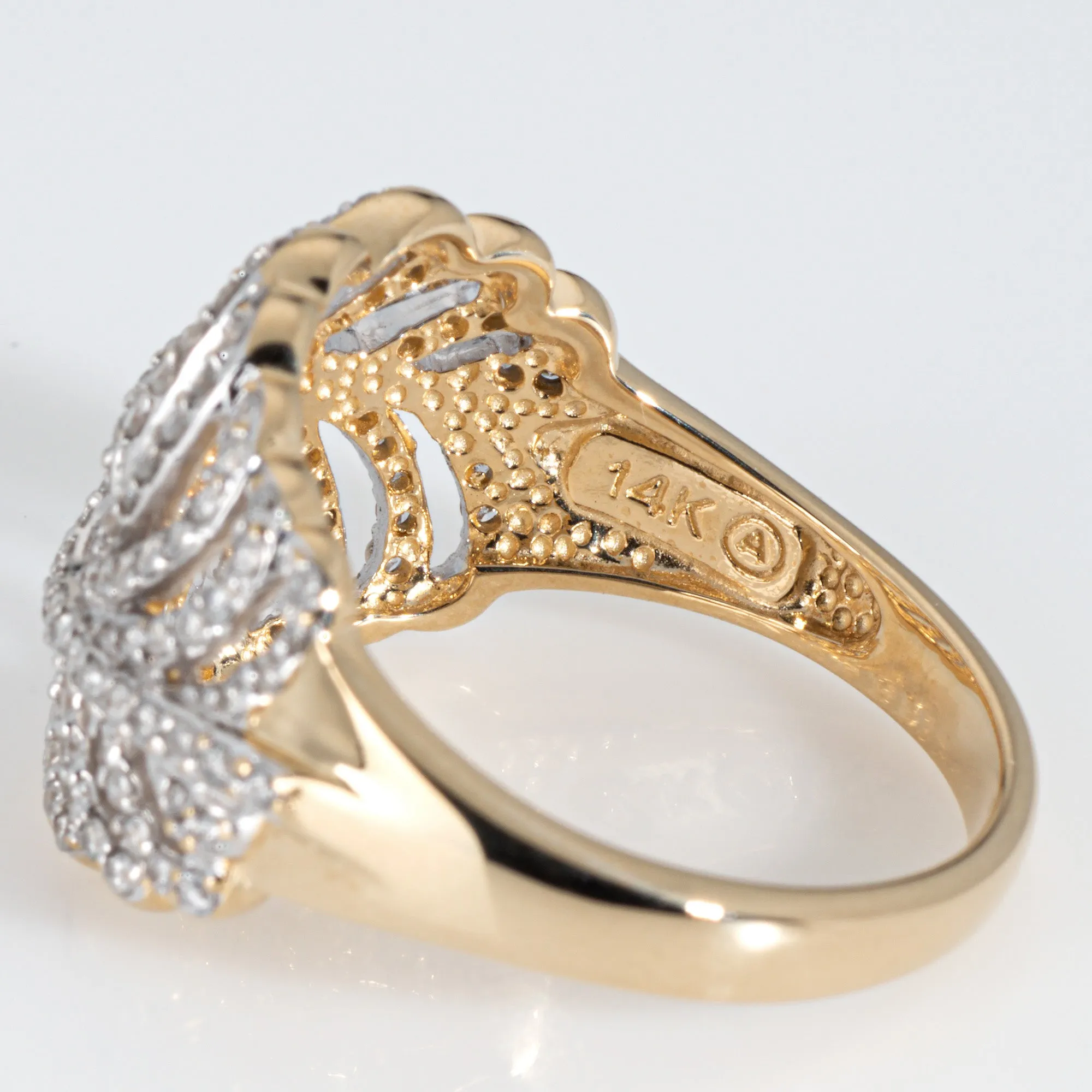 Diamond Feather Ring Size 7 Band 14k Yellow Gold Estate Fine Jewelry Vintage