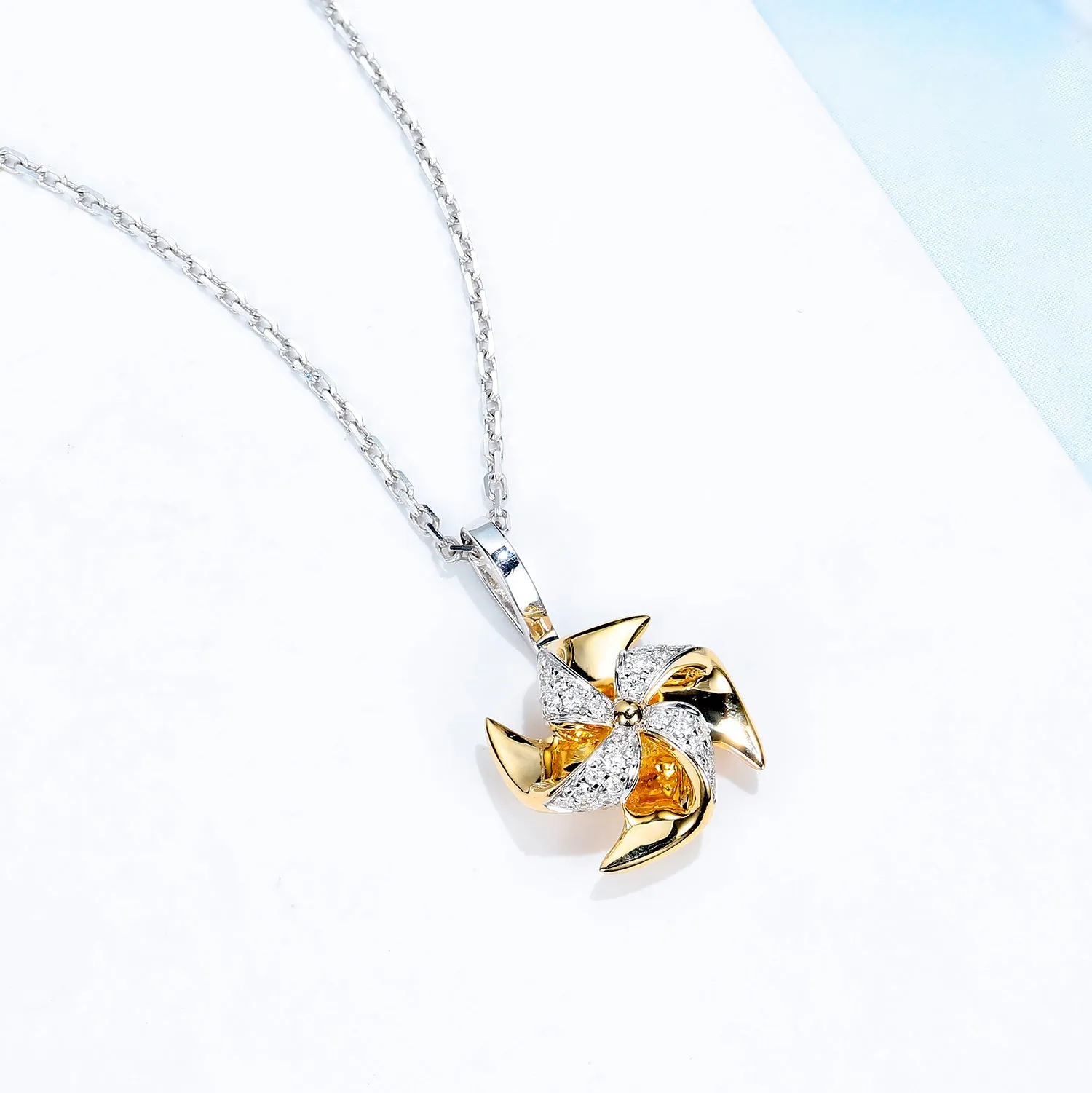 Diamond Spinning Pinwheel Pendant (Pendant Only)