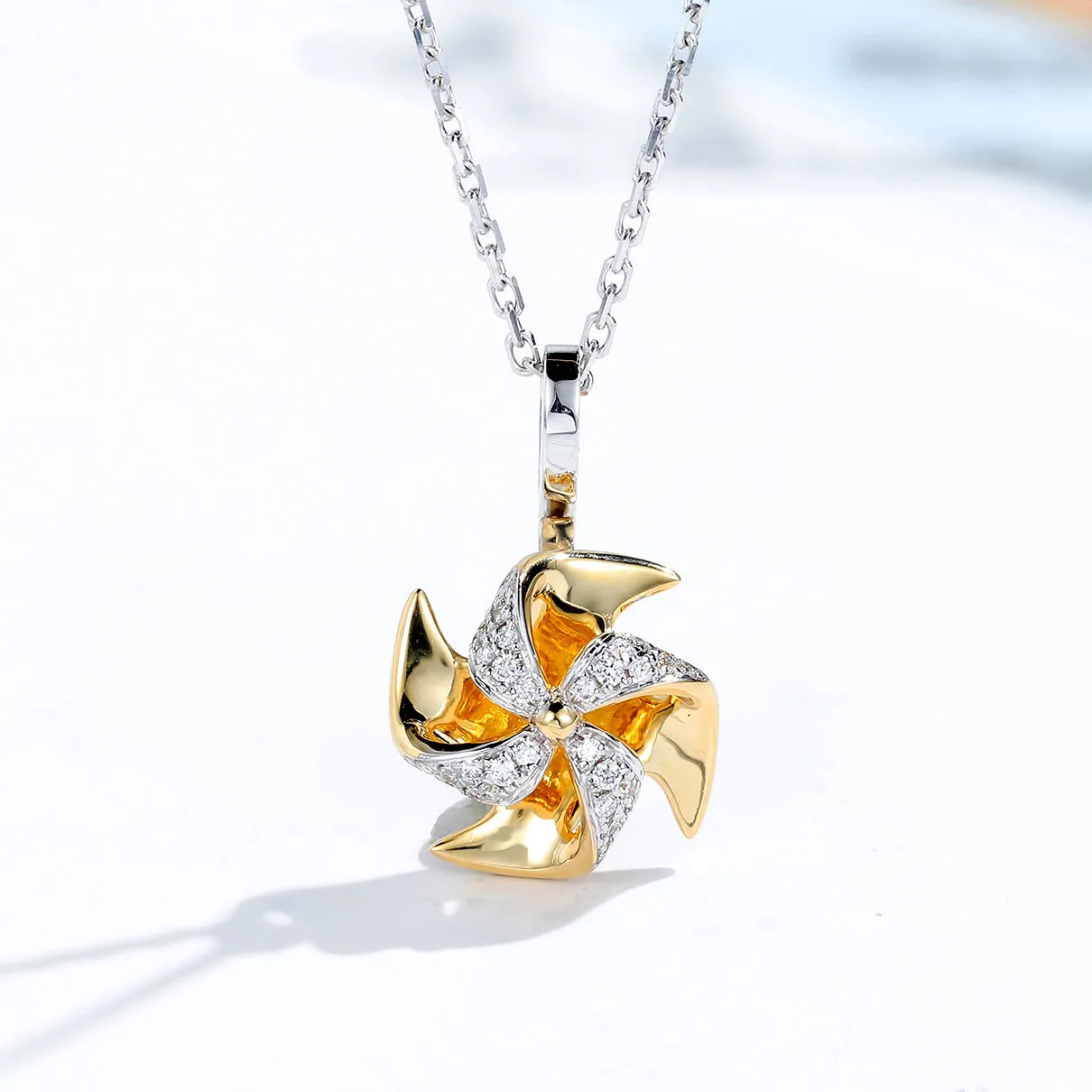 Diamond Spinning Pinwheel Pendant (Pendant Only)