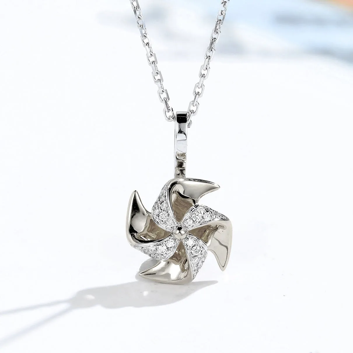 Diamond Spinning Pinwheel Pendant (Pendant Only)