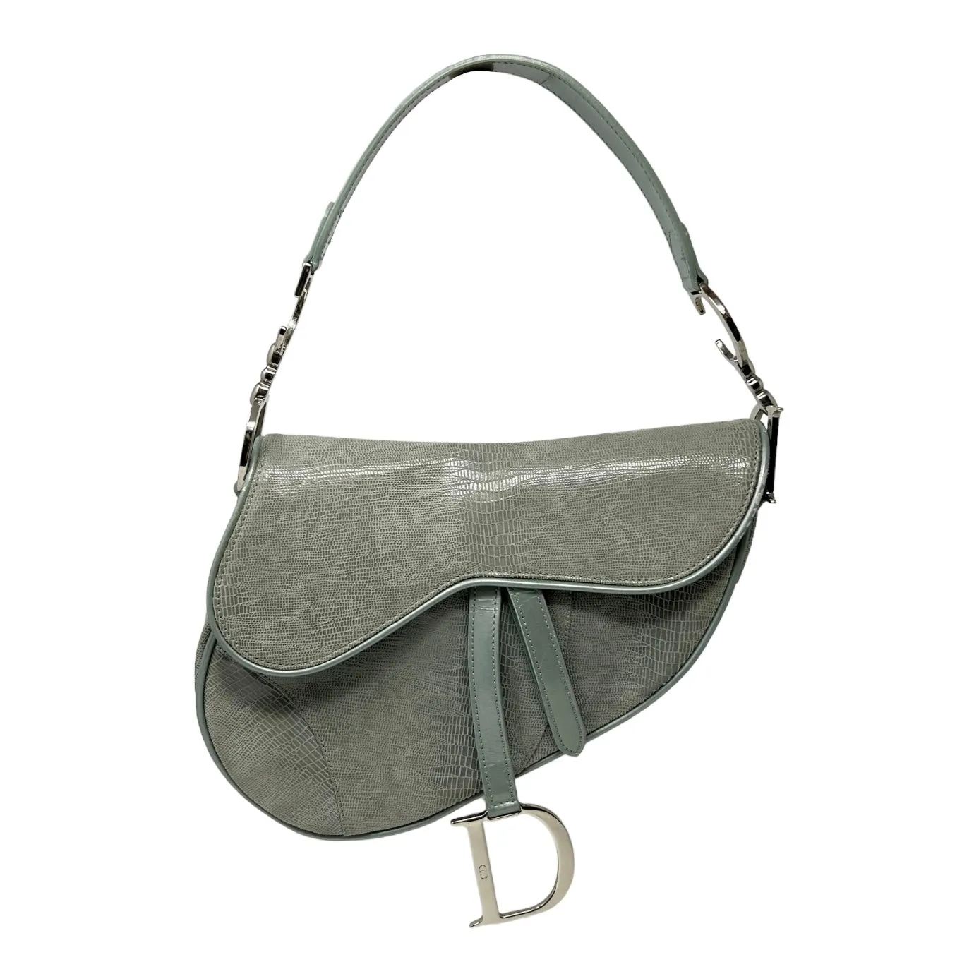 Dior Baby Blue Lizard Saddle Bag