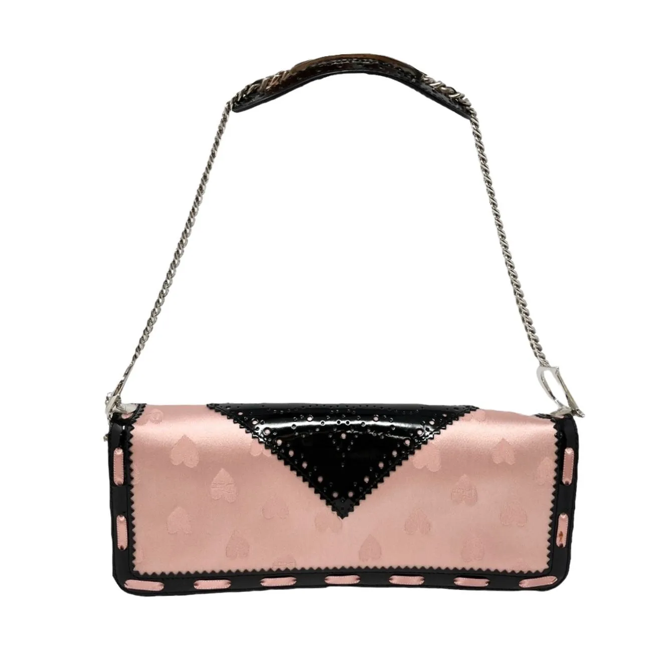Dior Pink   Black Satin Heart Bag