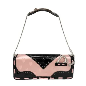 Dior Pink   Black Satin Heart Bag