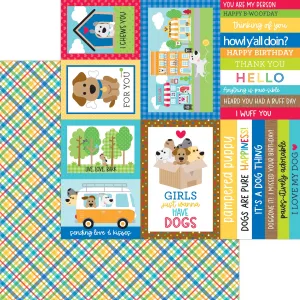 Doodlebug - Doggone Cute - 12x12 Single Sheets - Playful Plaid / 7676