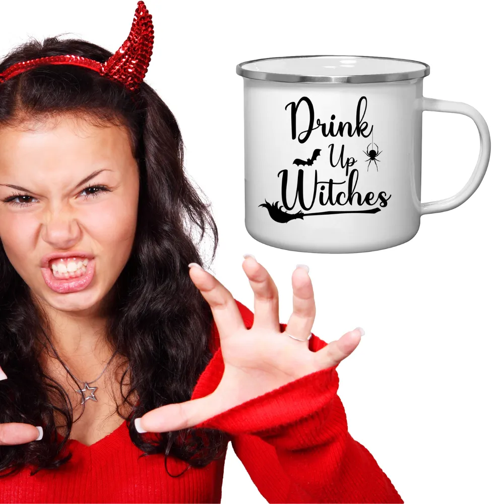 Drink Up Witches Retro Style Tin Mug