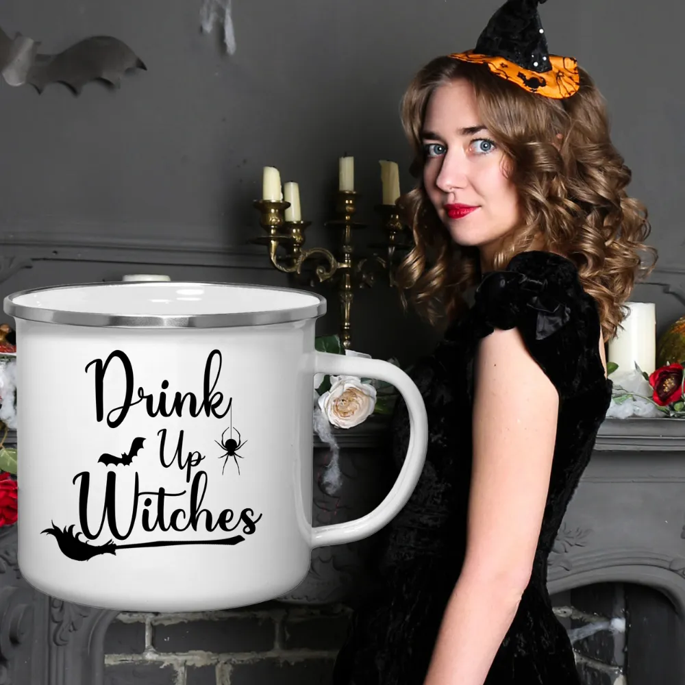 Drink Up Witches Retro Style Tin Mug