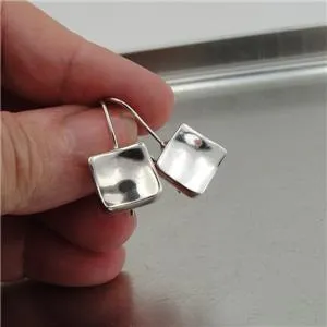 Drop Earrings 925 SilverHandmade Simple Modern Art Hammered Hadar Designers  ()