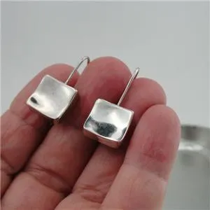 Drop Earrings 925 SilverHandmade Simple Modern Art Hammered Hadar Designers  ()