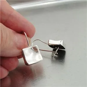 Drop Earrings 925 SilverHandmade Simple Modern Art Hammered Hadar Designers  ()