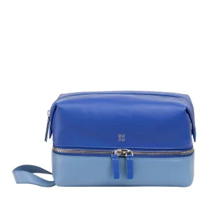 DUDU Beauty Travel Houses Men Woman, Hand -Colored Leather Toilet Bag, 2 Dispartures With Handle