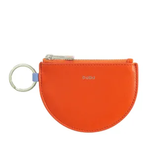 DUDU mini leather holder for women with zip zip zipper and two -color slim design keychain
