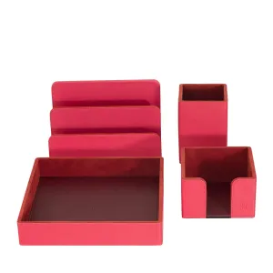 DUDU Set of Leather Desk for Office 4 Pcs With Empattered Penne Rates Road Letters Block Notes