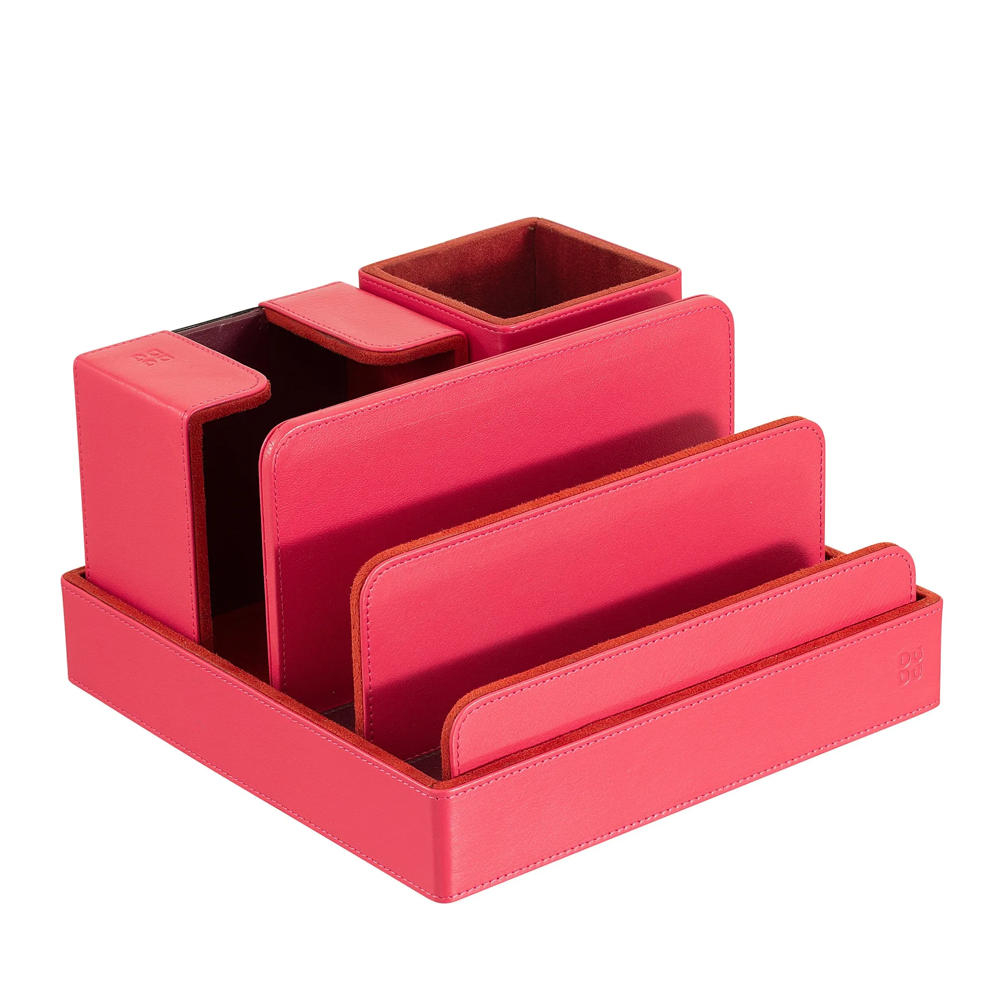 DUDU Set of Leather Desk for Office 4 Pcs With Empattered Penne Rates Road Letters Block Notes