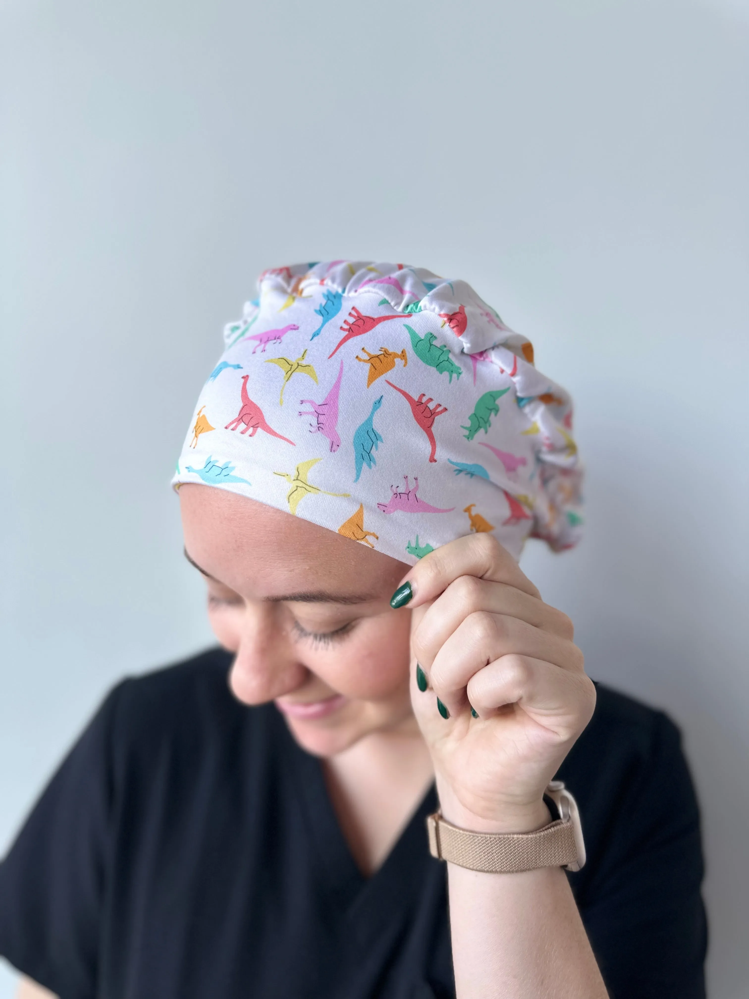 DuoStyle Scrub Hat - Playful Dinosaurs