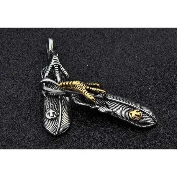 Eagle Claw Feather Pendant Necklace